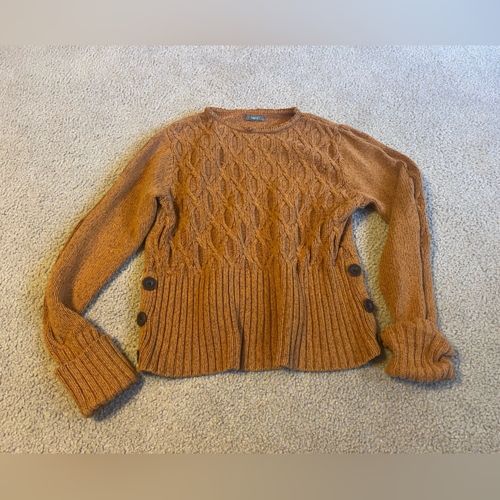 Apt. 9 Burnt Orange Cable Knit Button-Accent Sweater